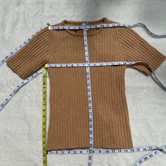 Baserange Simin Ribbed Merino Wool Sweater Tee Size Small NWT $125 Beige Rose - Picture 7 of 16